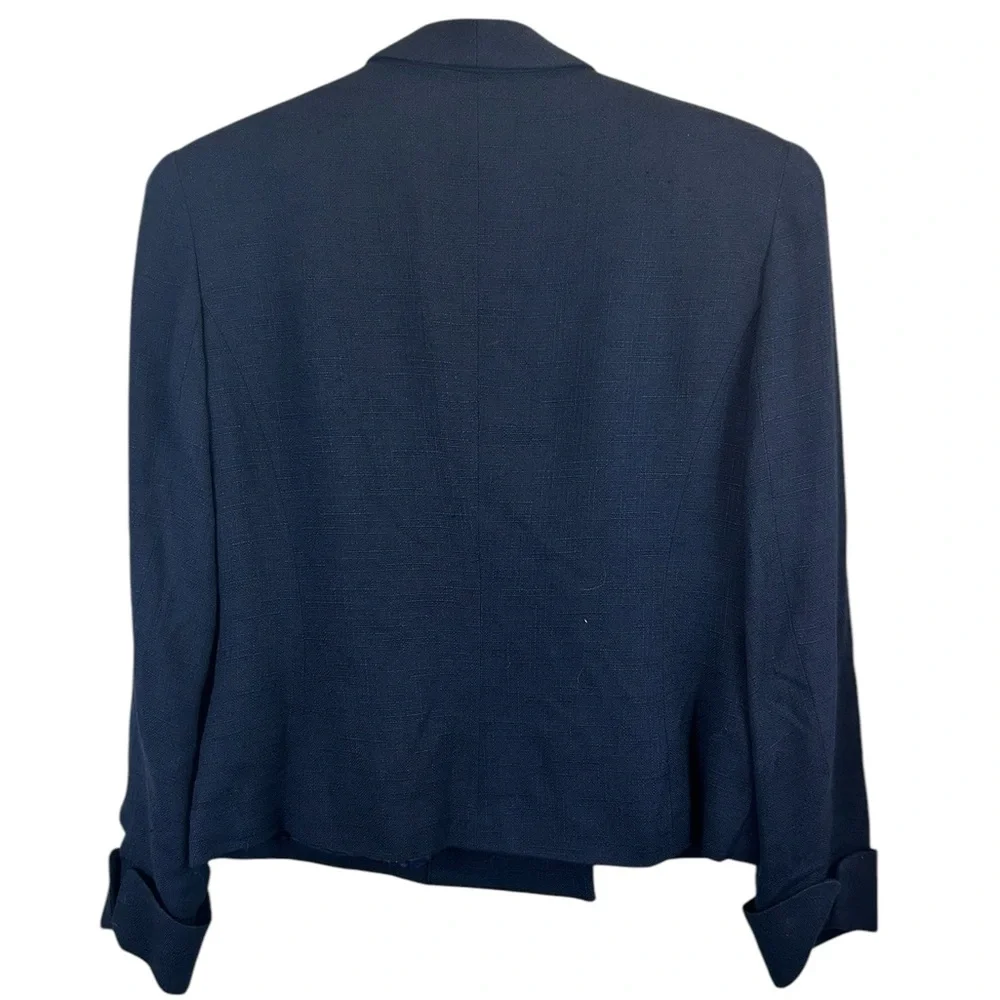 Christian Dior Cropped Long Sleeve Double Breasted Blazer Navy